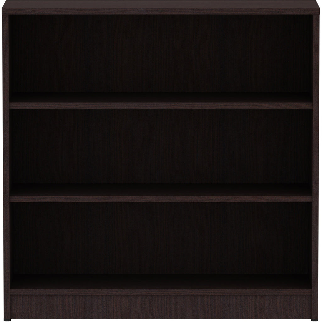 lorell-laminate-bookcase-36-x-12-x-36-3-x-shelfves-laminated-sturdy-contemporary-style-square-edge-adjustable-shelf-espresso-medium-density-fiberboard-mdf-laminate-assembly-required_llr18276 - 2