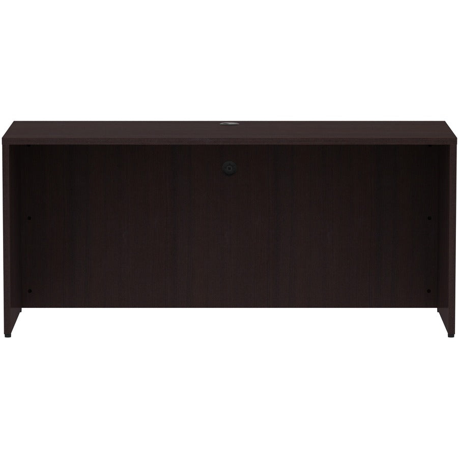 Lorell Essentials Series Credenza Shell - 66" x 24"29.5" Credenza Shell, 1" Top - Finish: Espresso Laminate, Silver Brush