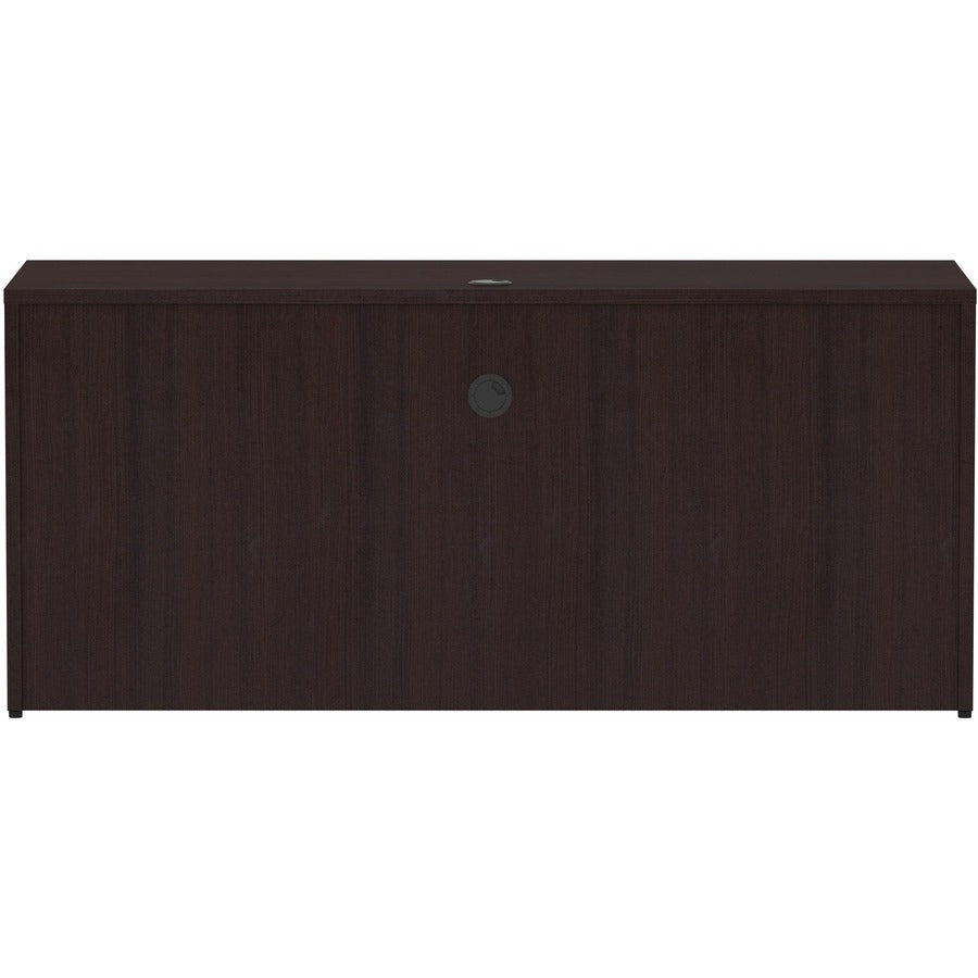 Lorell Essentials Series Credenza Shell - 66" x 24"29.5" Credenza Shell, 1" Top - Finish: Espresso Laminate, Silver Brush