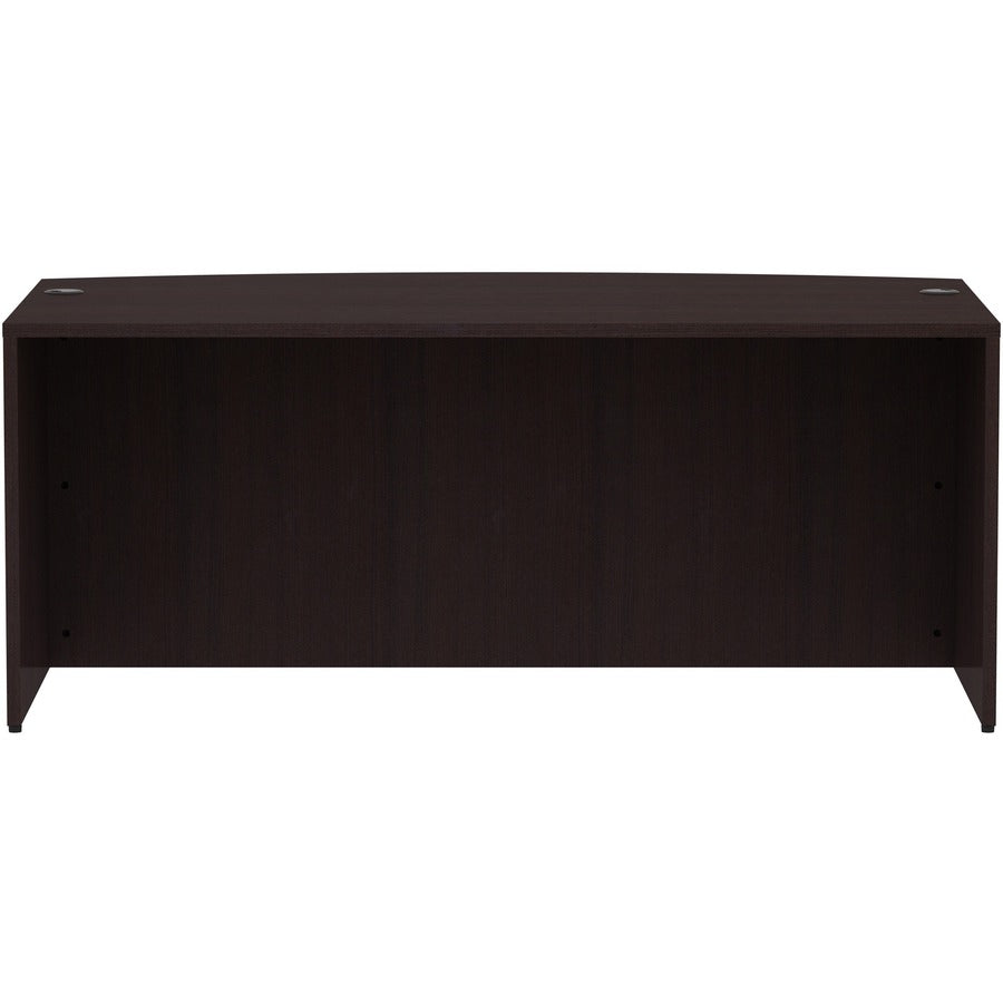 Lorell Essentials Series Bowfront Desk Shell - 72" x 41.4"29.5" Desk Shell, 1" Top - Bow Front Edge - Finish: Espresso Laminate