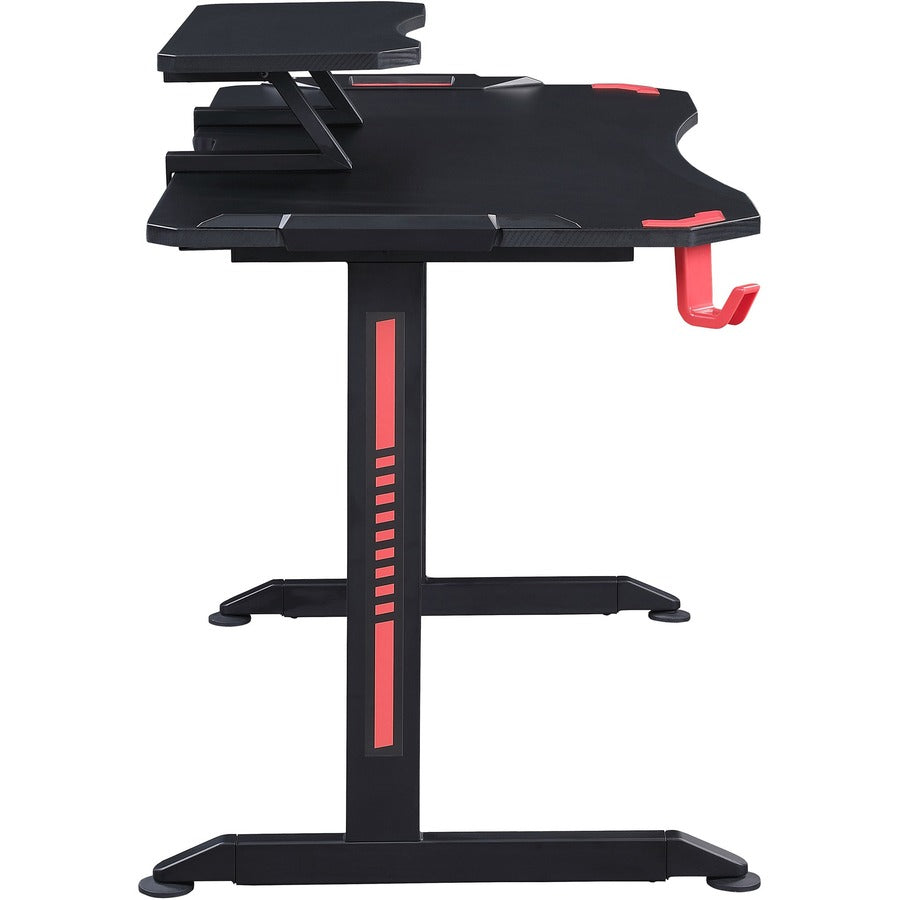 Lorell Gaming Desk - Powder Coated Base - 127 lb Capacity - 36" Height x 48" Width x 26" Depth - Assembly Required - Black - 1 Each