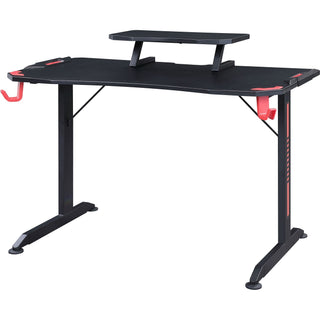 Lorell Gaming Desk - Powder Coated Base - 127 lb Capacity - 36" Height x 48" Width x 26" Depth - Assembly Required - Black - 1 Each