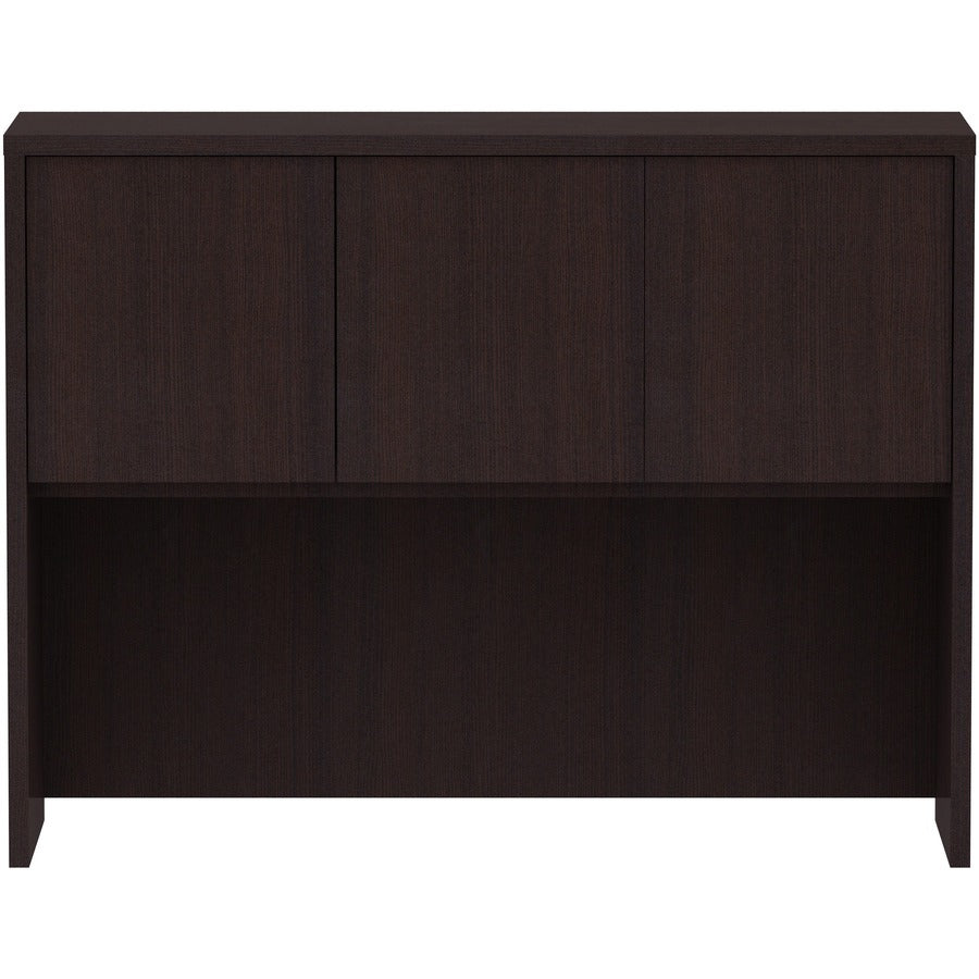 Lorell Essentials Series Stack-on Hutch with Doors - 48" x 15"36" - 3 Door(s) - Finish: Espresso Laminate