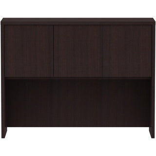 Lorell Essentials Series Stack-on Hutch with Doors - 48" x 15"36" - 3 Door(s) - Finish: Espresso Laminate