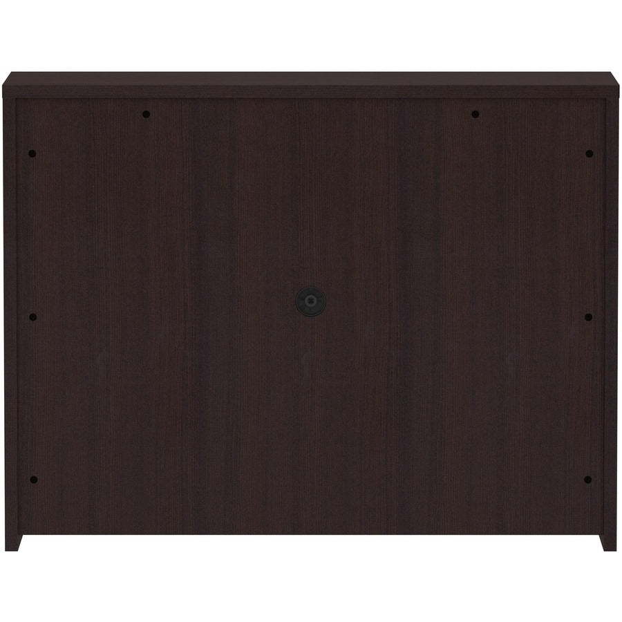 Lorell Essentials Series Stack-on Hutch with Doors - 48" x 15"36" - 3 Door(s) - Finish: Espresso Laminate