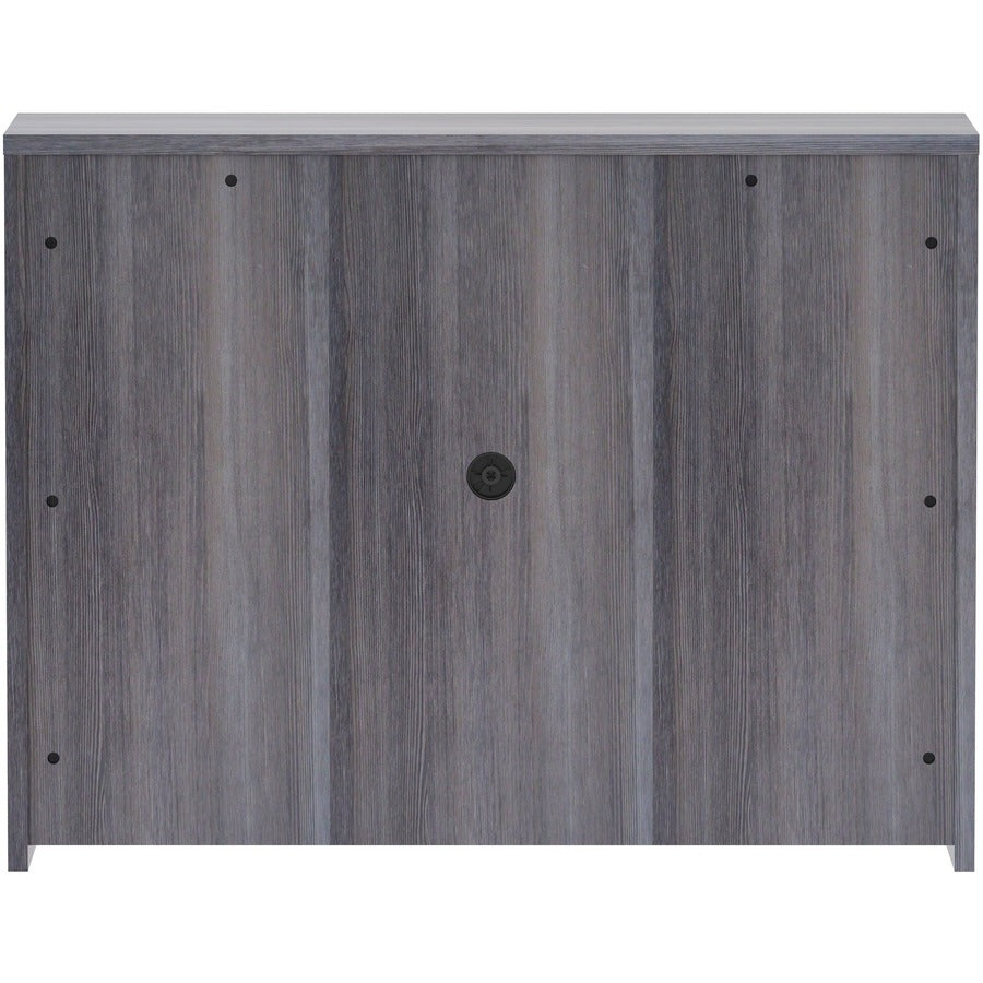 Lorell Essentials Series Stack-on Hutch with Doors - 48" x 15"36" - 3 Door(s) - Finish: Weathered Charcoal Laminate
