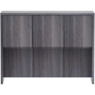 Lorell Essentials Series Stack-on Hutch with Doors - 48" x 15"36" - 3 Door(s) - Finish: Weathered Charcoal Laminate