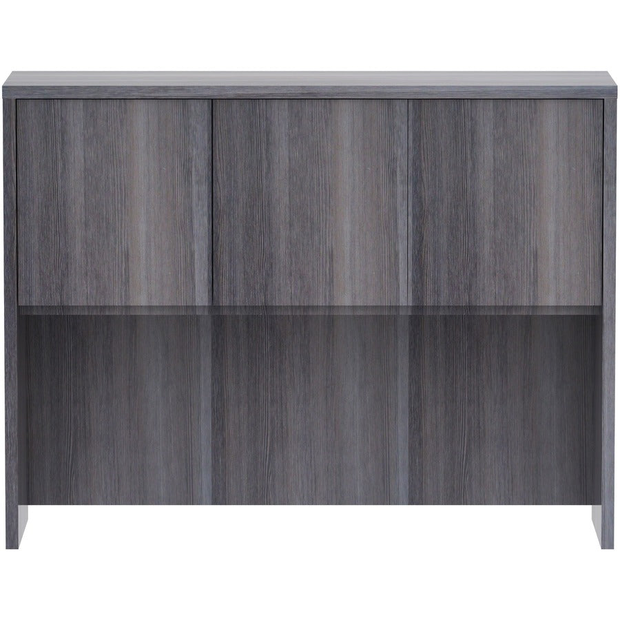 Lorell Essentials Series Stack-on Hutch with Doors - 48" x 15"36" - 3 Door(s) - Finish: Weathered Charcoal Laminate