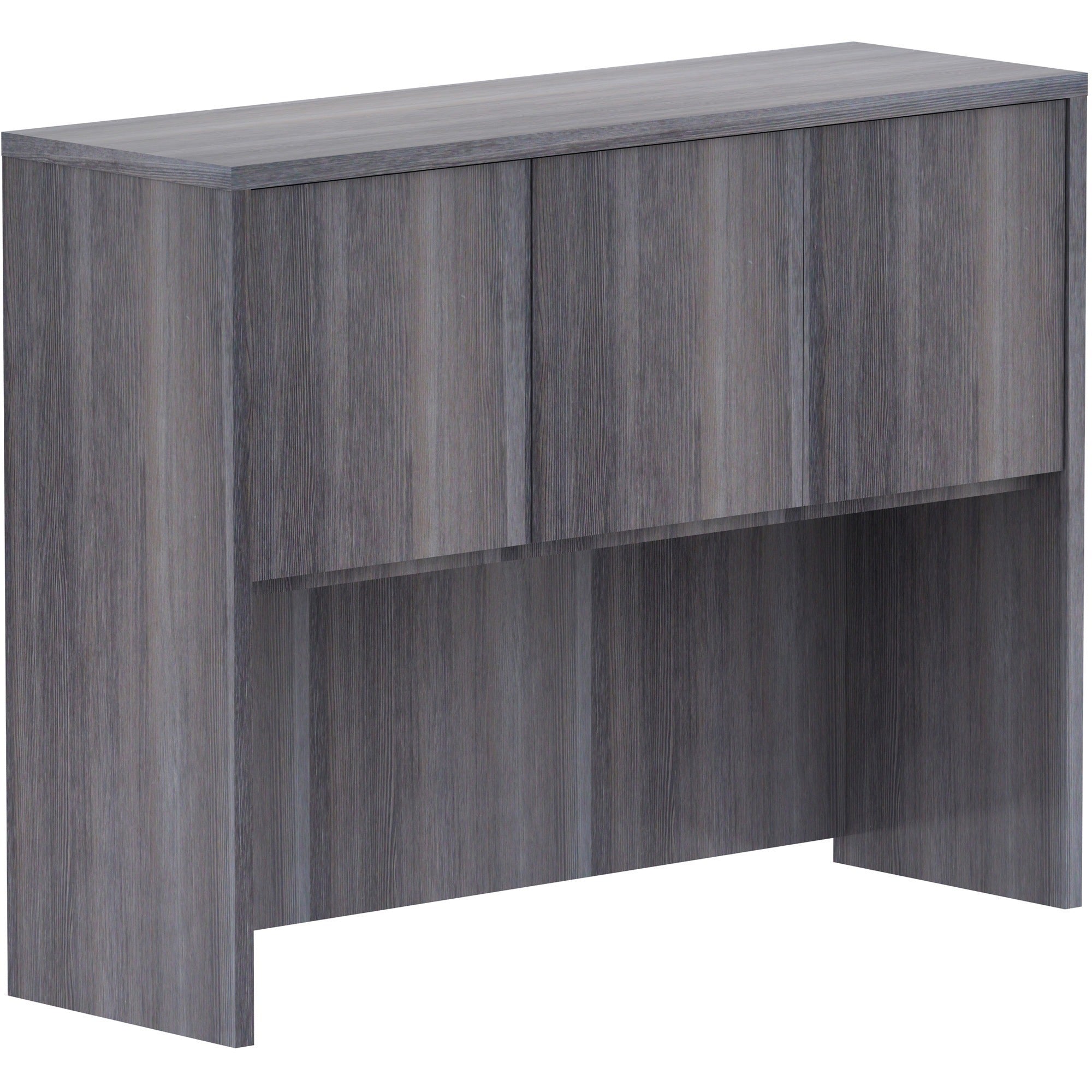 lorell-essentials-series-stack-on-hutch-with-doors-48-x-1536-3-doors-finish-weathered-charcoal-laminate_llr69621 - 1