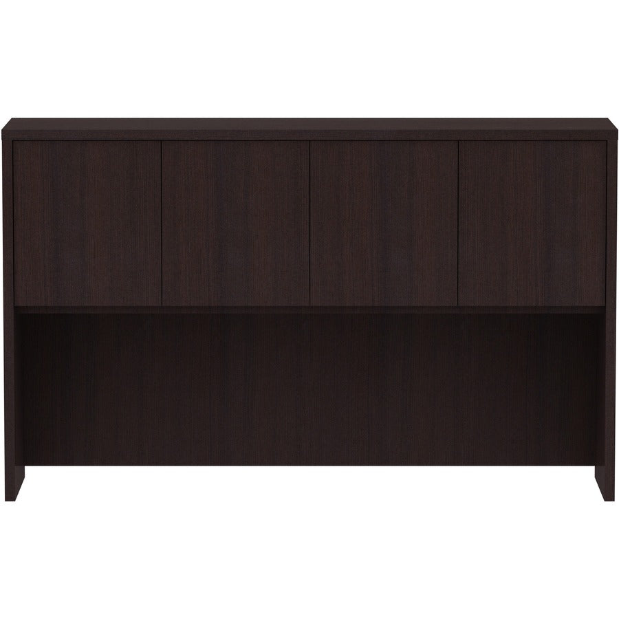 Lorell Essentials Series Stack-on Hutch with Doors - 60" x 15"36" - 4 Door(s) - Finish: Espresso Laminate