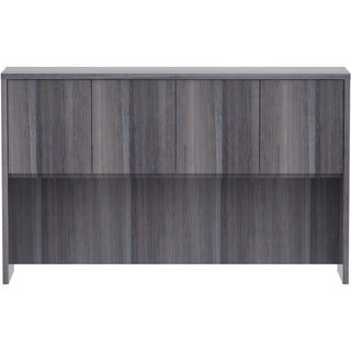 Lorell Essentials Series Stack-on Hutch with Doors - 60" x 15"36" - 4 Door(s) - Finish: Weathered Charcoal Laminate