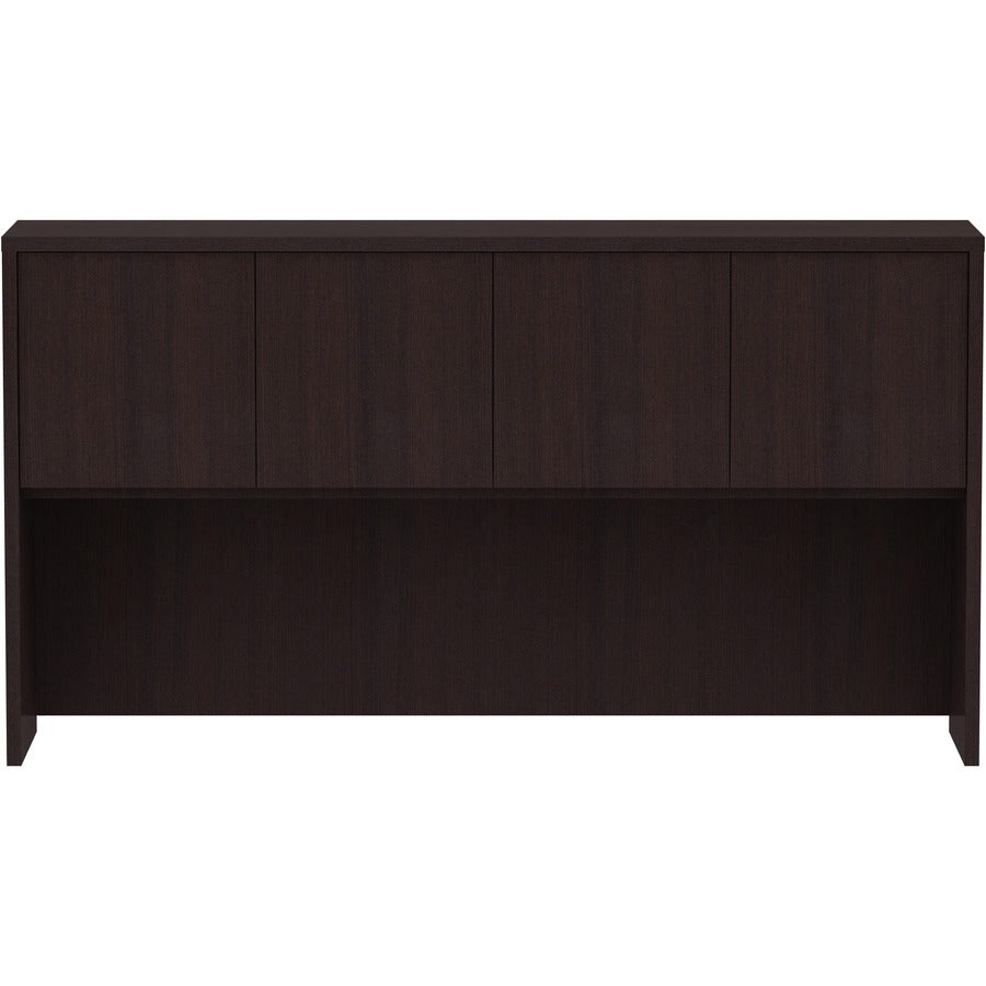 Lorell Essentials Series Stack-on Hutch with Doors - 66" x 15"36" - 4 Door(s) - Finish: Espresso Laminate
