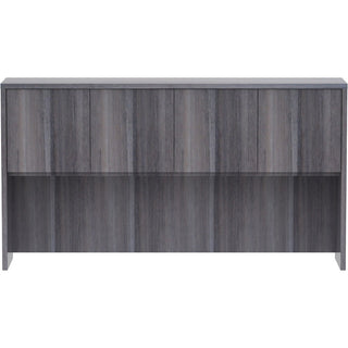Lorell Essentials Series Stack-on Hutch with Doors - 66" x 15"36" - 4 Door(s) - Finish: Weathered Charcoal Laminate