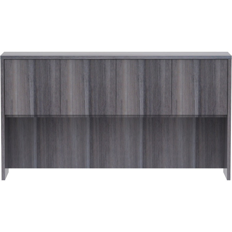 Lorell Essentials Series Stack-on Hutch with Doors - 66" x 15"36" - 4 Door(s) - Finish: Weathered Charcoal Laminate