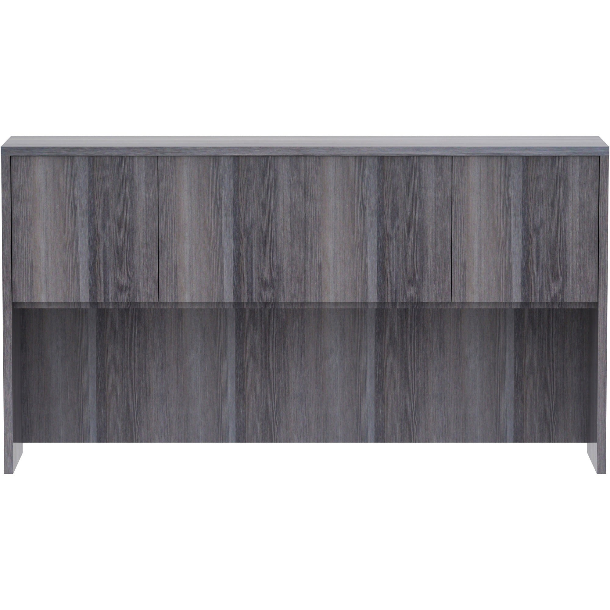 lorell-essentials-series-stack-on-hutch-with-doors-66-x-1536-4-doors-finish-weathered-charcoal-laminate_llr69619 - 2