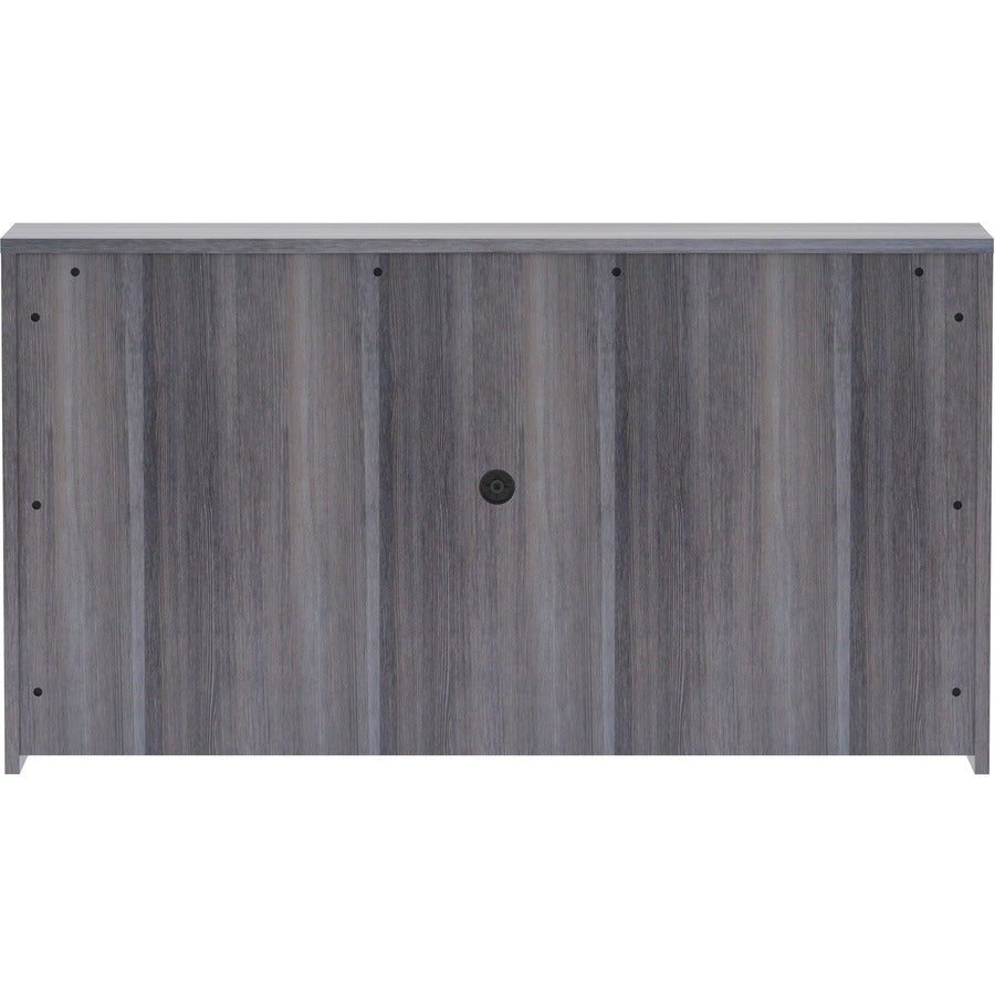 Lorell Essentials Series Stack-on Hutch with Doors - 66" x 15"36" - 4 Door(s) - Finish: Weathered Charcoal Laminate
