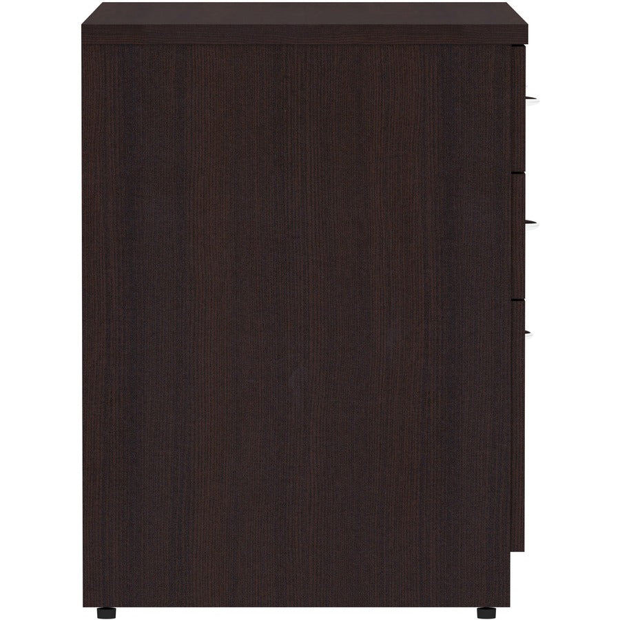Lorell Essentials Series Box/Box/File Lateral File - 35.5" x 22"29.5" Lateral File, 1" Side Panel - 4 x File, Box Drawer(s) - Finish: Espresso Laminate