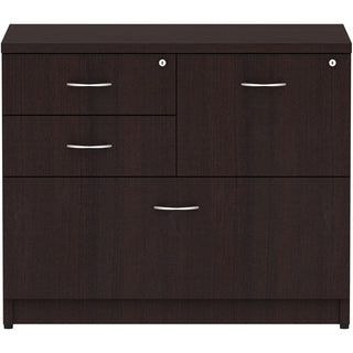 Lorell Essentials Series Box/Box/File Lateral File - 35.5" x 22"29.5" Lateral File, 1" Side Panel - 4 x File, Box Drawer(s) - Finish: Espresso Laminate
