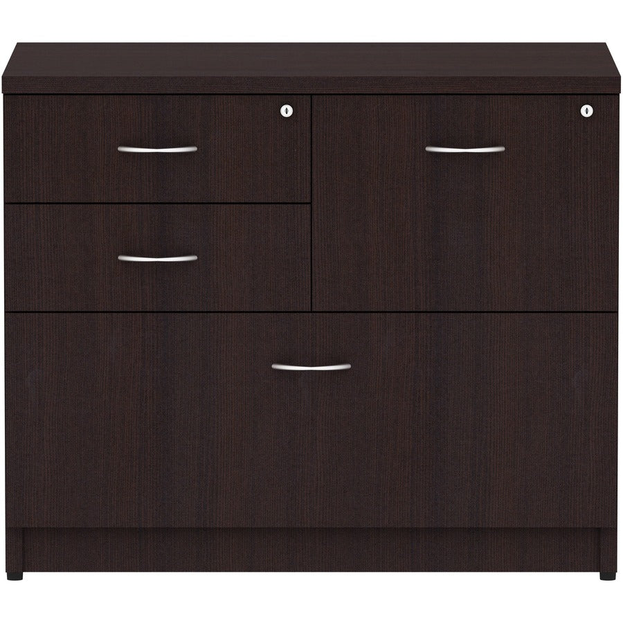 Lorell Essentials Series Box/Box/File Lateral File - 35.5" x 22"29.5" Lateral File, 1" Side Panel - 4 x File, Box Drawer(s) - Finish: Espresso Laminate