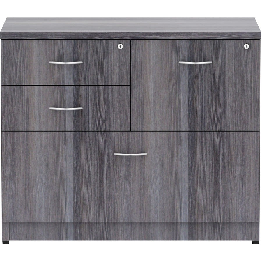 Lorell Essentials Series Box/Box/File Lateral File - 35.5" x 22"29.5" Lateral File, 1" Top - 4 x File, Box Drawer(s) - Finish: Weathered Charcoal Laminate