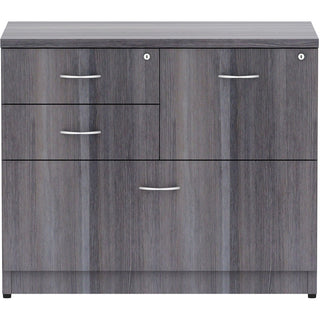 Lorell Essentials Series Box/Box/File Lateral File - 35.5" x 22"29.5" Lateral File, 1" Top - 4 x File, Box Drawer(s) - Finish: Weathered Charcoal Laminate