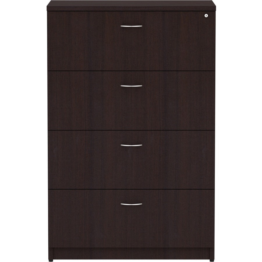 Lorell Essentials Series 4-Drawer Lateral File - 35.5" x 22"54.8" Lateral File, 1" Top - 4 x File Drawer(s) - Finish: Espresso Laminate