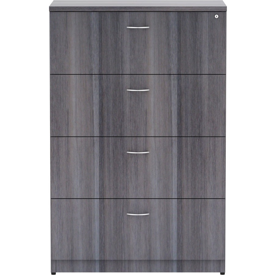 Lorell Essentials Series 4-Drawer Lateral File - 35.5" x 22"54.8" Lateral File, 1" Top - 4 x File Drawer(s) - Finish: Weathered Charcoal Laminate