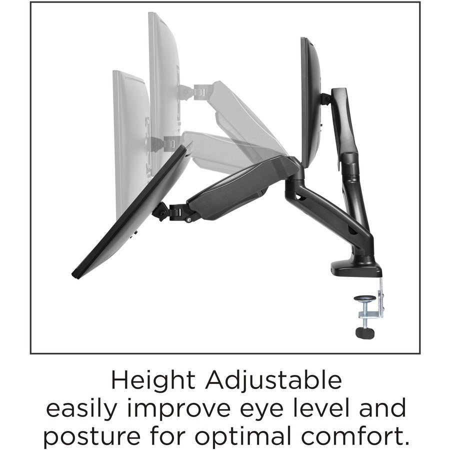 Lorell Mounting Arm for Monitor - Black - Height Adjustable - 2 Display(s) Supported - 14.30 lb Load Capacity - 75 x 75, 100 x 100 - 1 Each