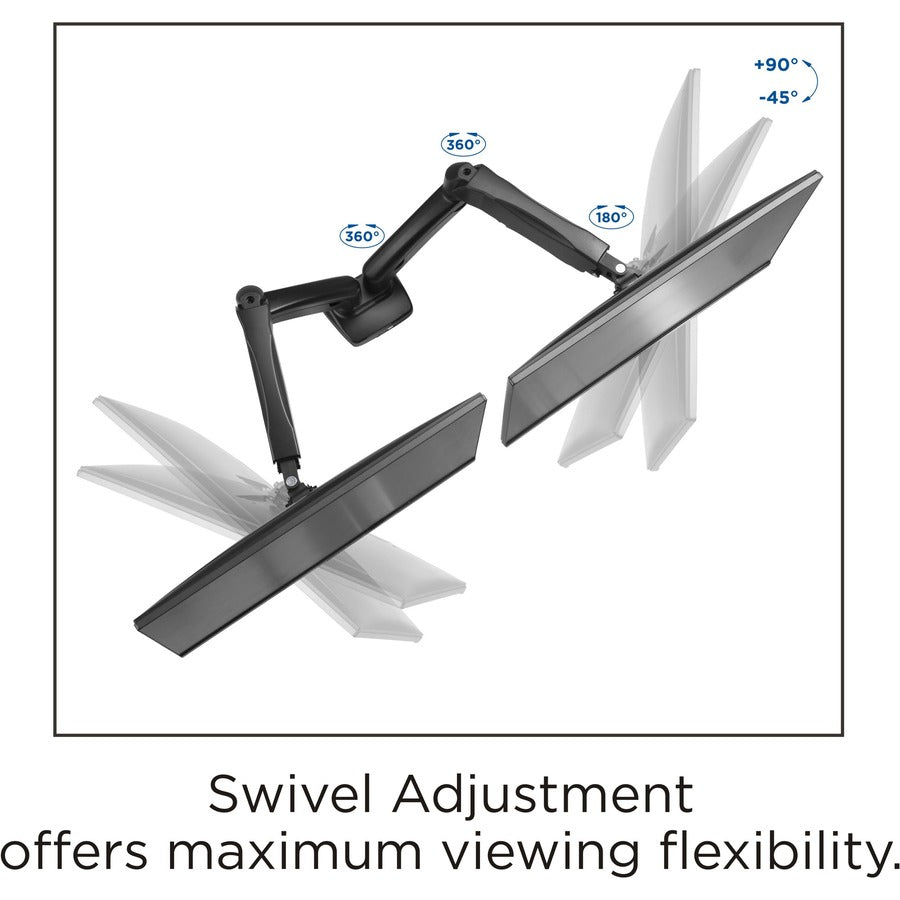 Lorell Mounting Arm for Monitor - Black - Height Adjustable - 2 Display(s) Supported - 14.30 lb Load Capacity - 75 x 75, 100 x 100 - 1 Each