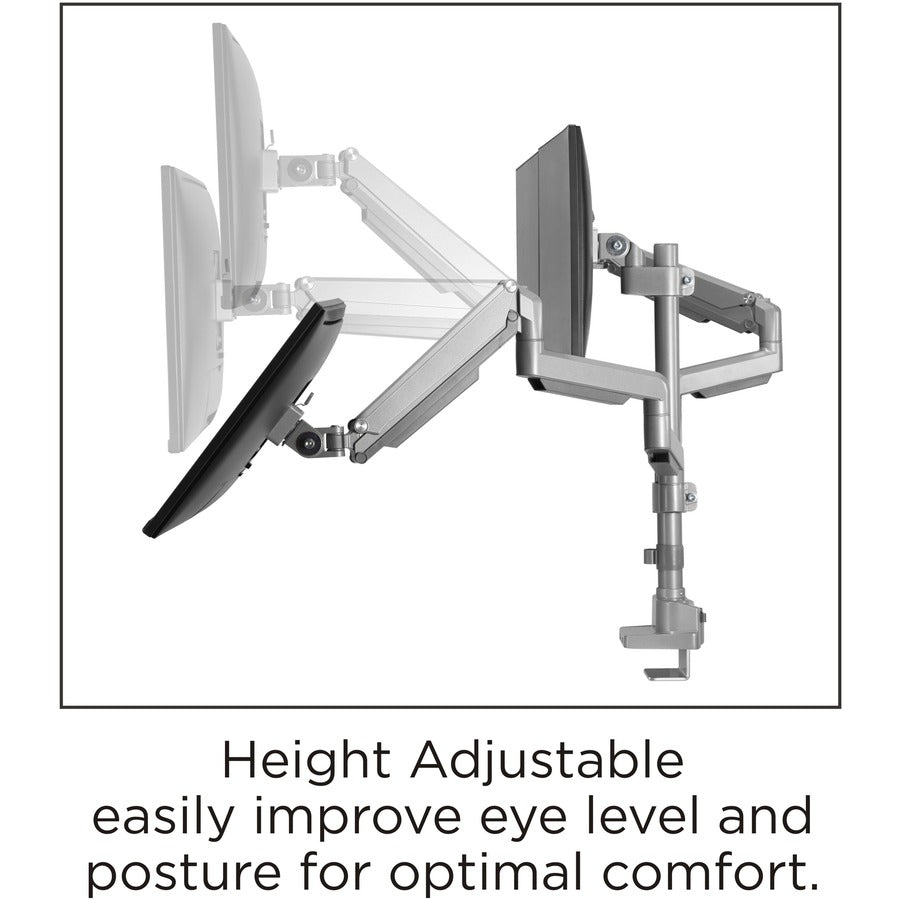 Lorell Mounting Arm for Monitor - Gray - Height Adjustable - 3 Display(s) Supported - 15.40 lb Load Capacity - 75 x 75, 100 x 100 - 1 Each