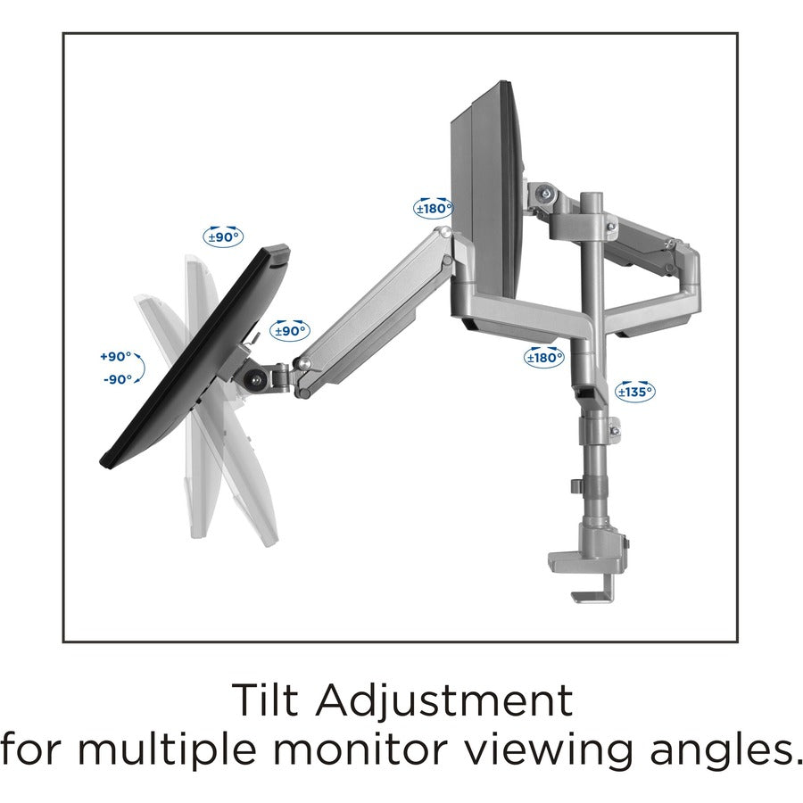 Lorell Mounting Arm for Monitor - Gray - Height Adjustable - 3 Display(s) Supported - 15.40 lb Load Capacity - 75 x 75, 100 x 100 - 1 Each