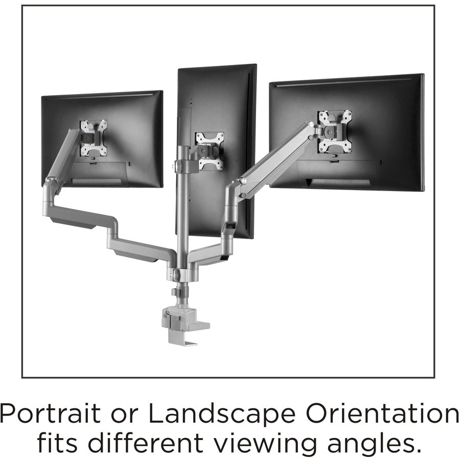 Lorell Mounting Arm for Monitor - Gray - Height Adjustable - 3 Display(s) Supported - 15.40 lb Load Capacity - 75 x 75, 100 x 100 - 1 Each