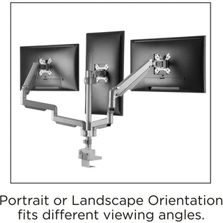 Lorell Mounting Arm for Monitor - Gray - Height Adjustable - 3 Display(s) Supported - 15.40 lb Load Capacity - 75 x 75, 100 x 100 - 1 Each