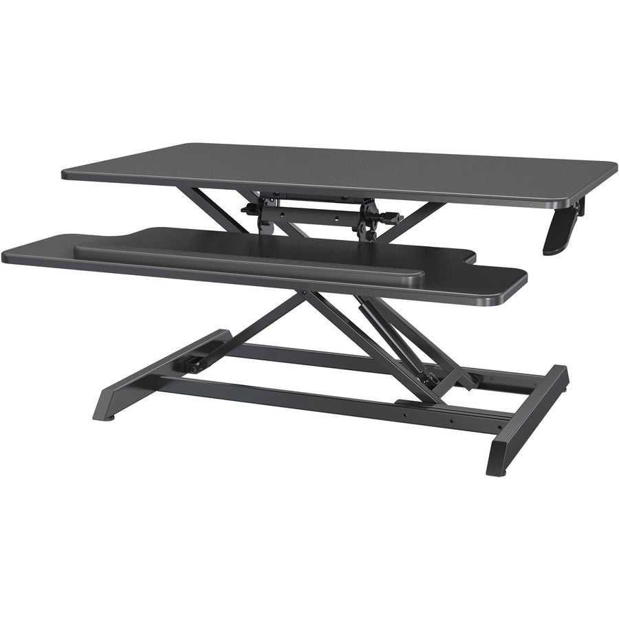 Lorell Large Monitor Desk Riser - 37.40 lb Load Capacity - 19.6" Height x 35.4" Width x 19.3" Depth - Desk - Polyvinyl Chloride (PVC), Medium Density Fiberboard (MDF) - Black