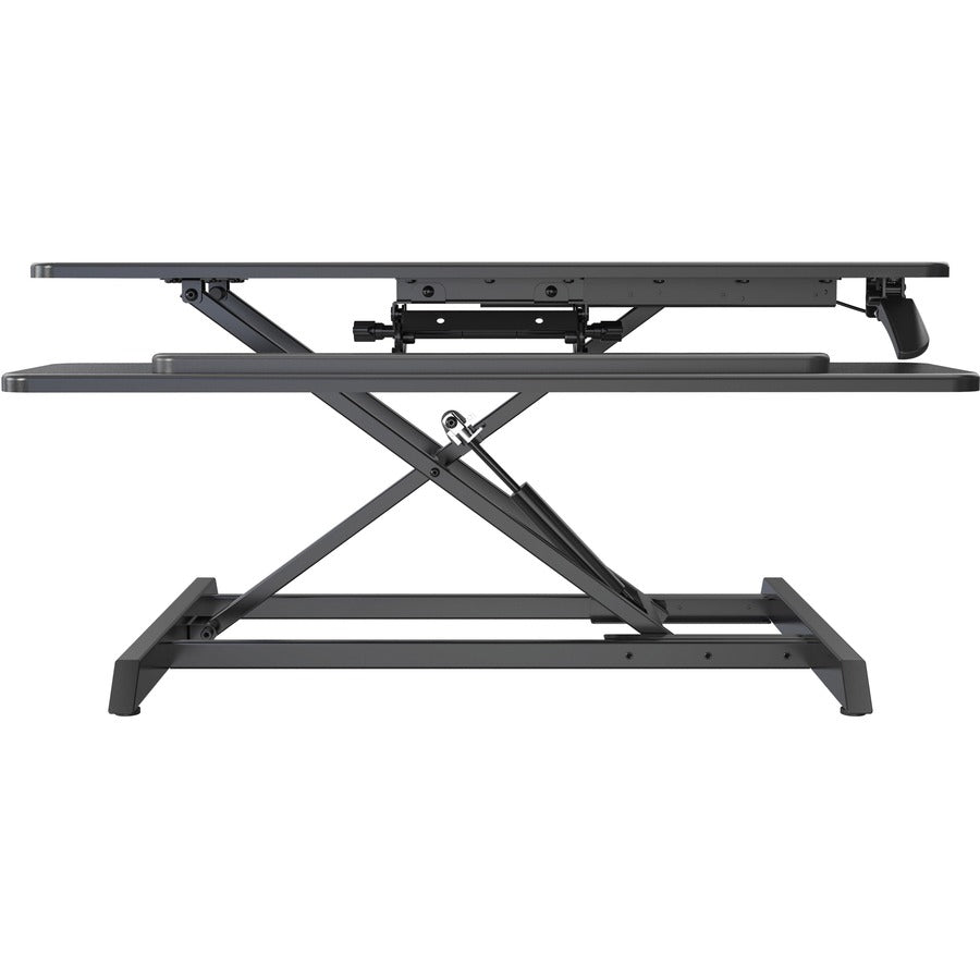 Lorell Large Monitor Desk Riser - 37.40 lb Load Capacity - 19.6" Height x 35.4" Width x 19.3" Depth - Desk - Polyvinyl Chloride (PVC), Medium Density Fiberboard (MDF) - Black