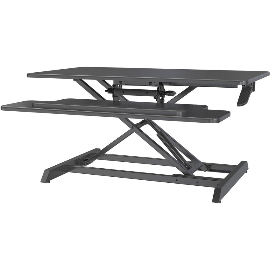 Lorell Large Monitor Desk Riser - 37.40 lb Load Capacity - 19.6" Height x 35.4" Width x 19.3" Depth - Desk - Polyvinyl Chloride (PVC), Medium Density Fiberboard (MDF) - Black