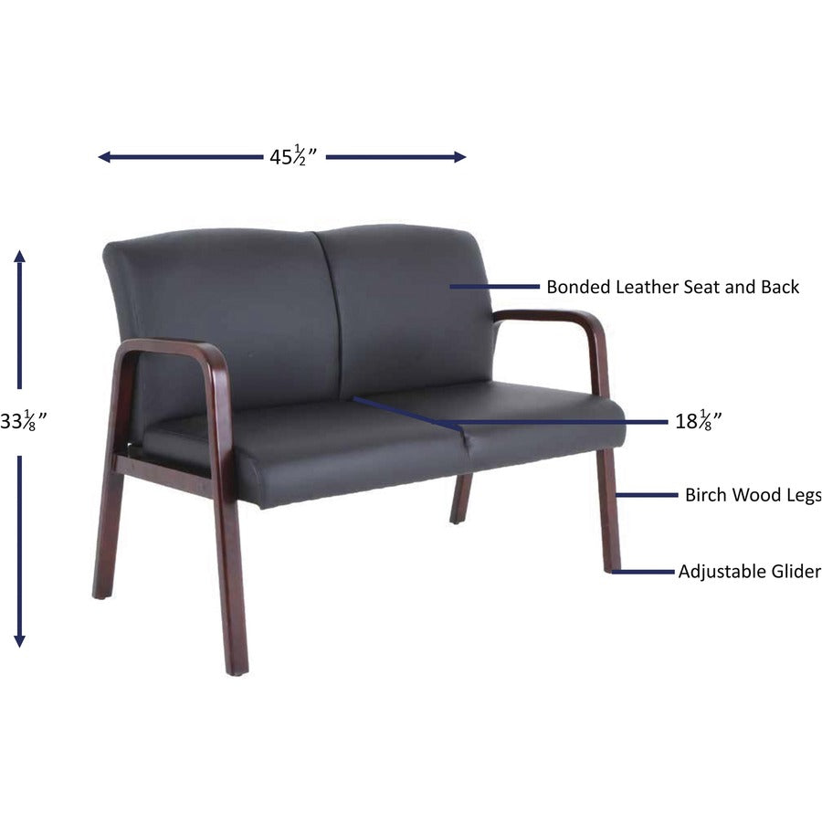 lorell-upholstered-loveseat-wood-frame-black-mahogany-bonded-leather-armrest-1-each_llr40211 - 7