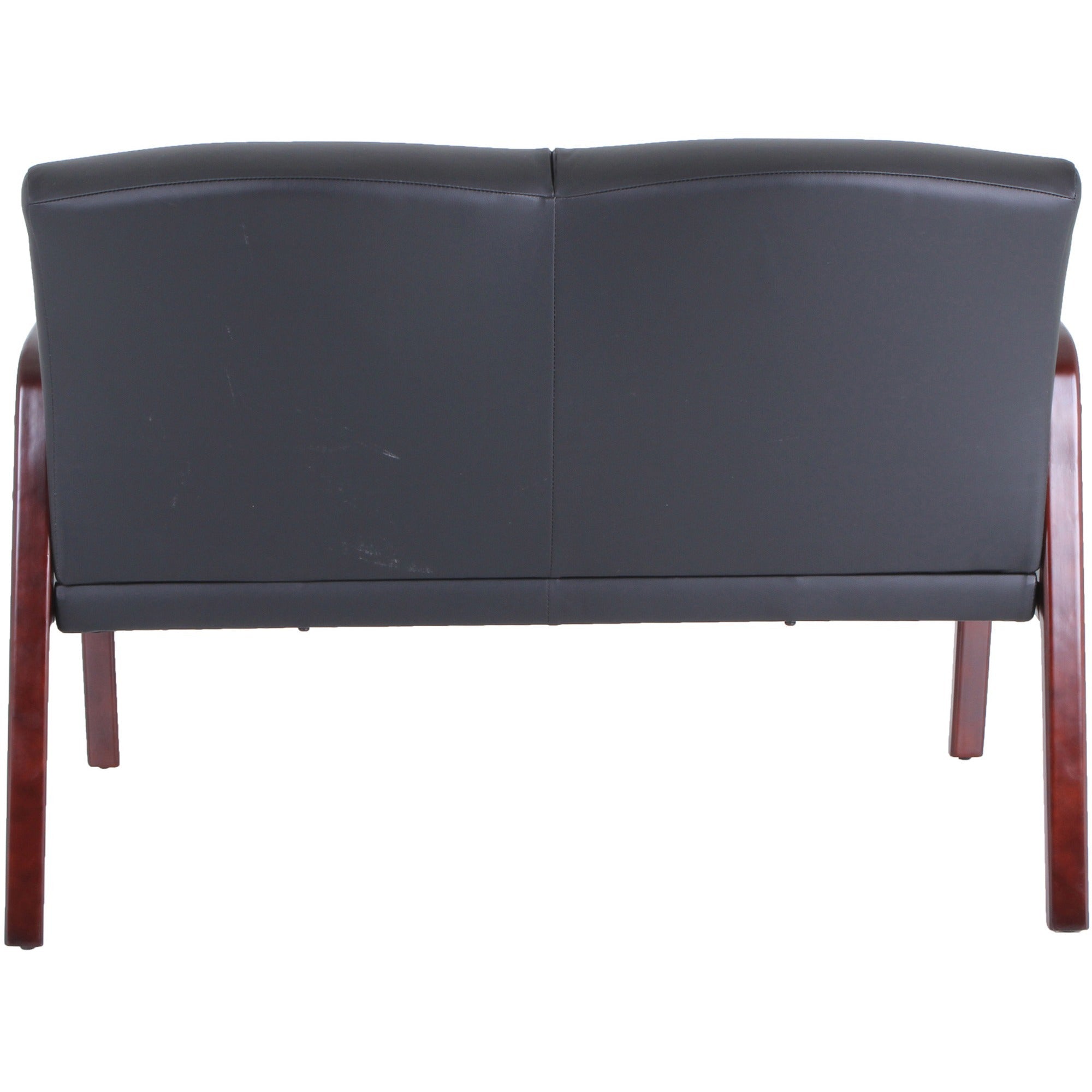 lorell-upholstered-loveseat-wood-frame-black-mahogany-bonded-leather-armrest-1-each_llr40211 - 4