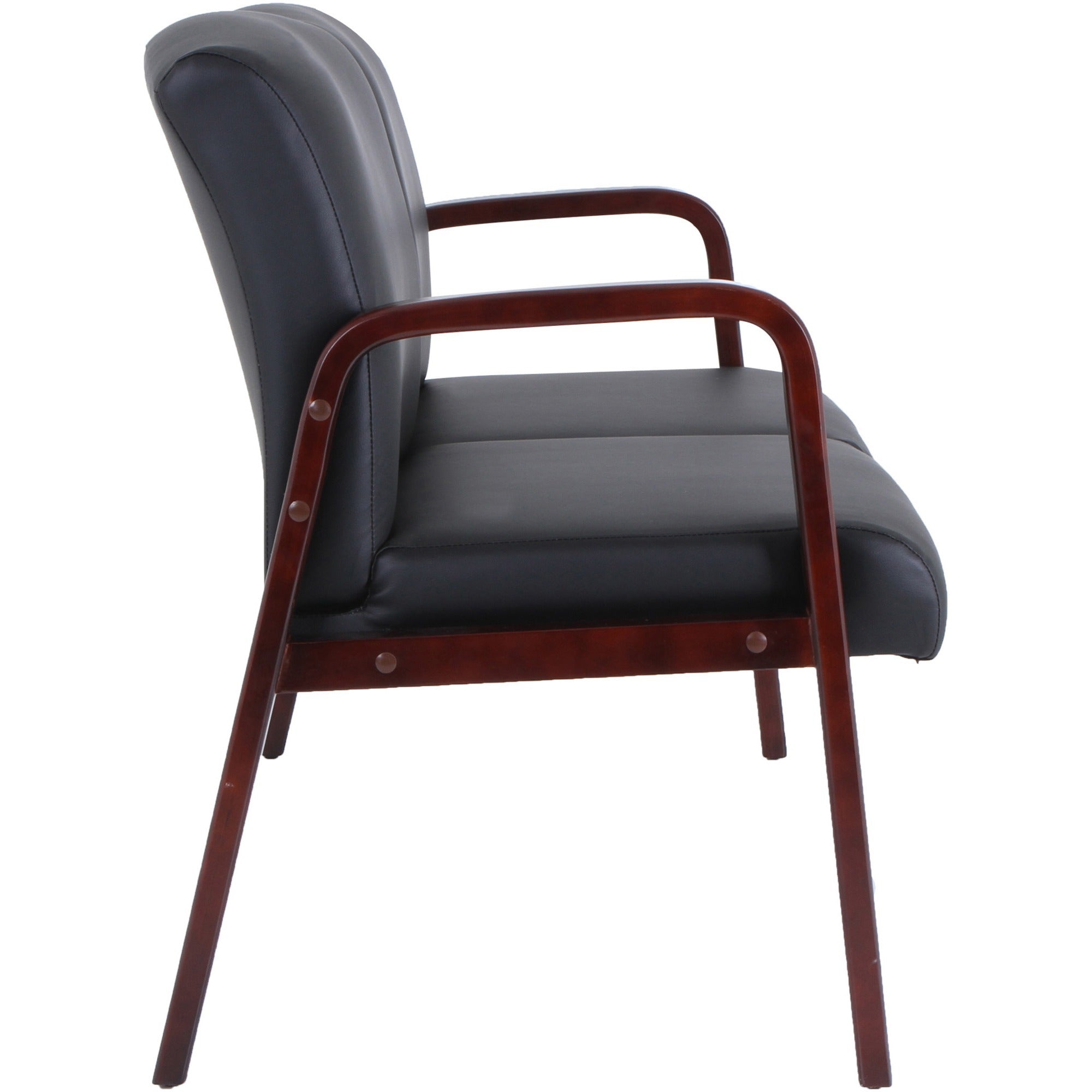 lorell-upholstered-loveseat-wood-frame-black-mahogany-bonded-leather-armrest-1-each_llr40211 - 5