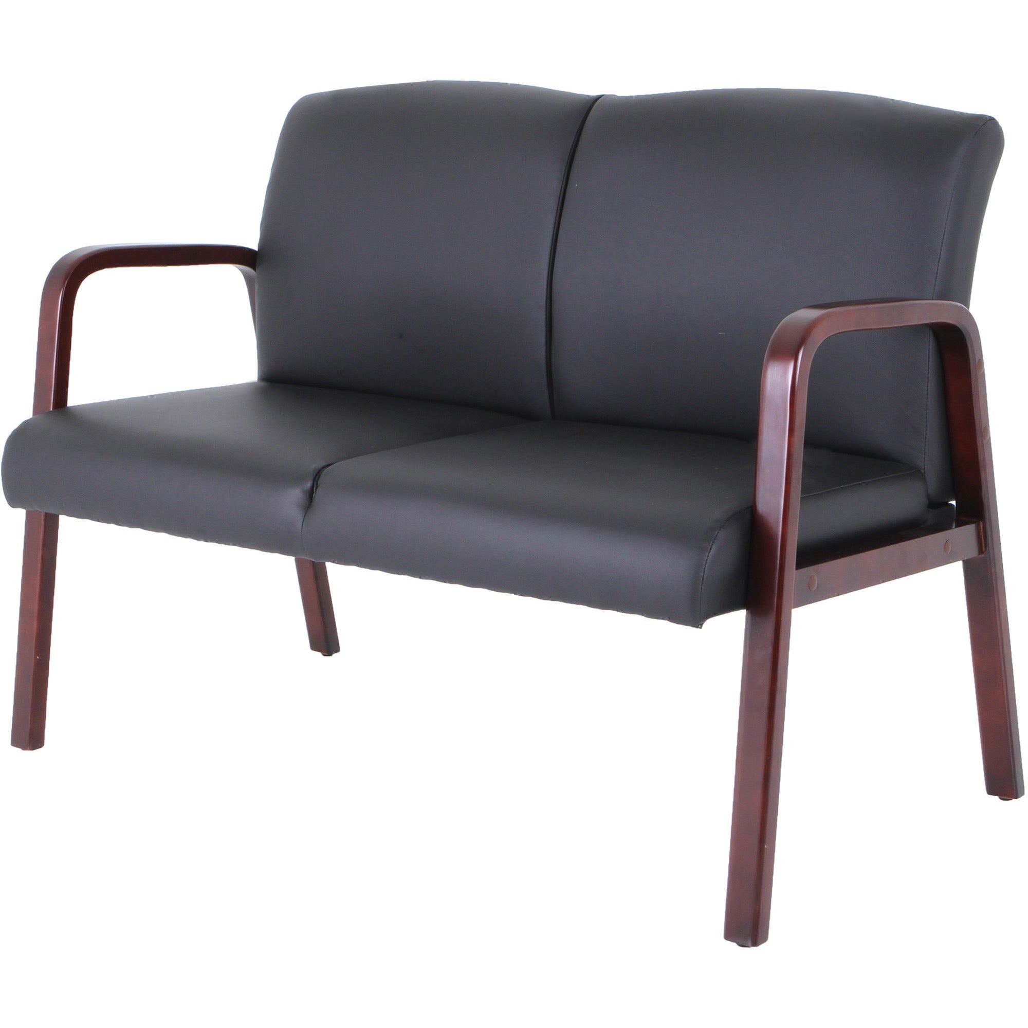 lorell-upholstered-loveseat-wood-frame-black-mahogany-bonded-leather-armrest-1-each_llr40211 - 3