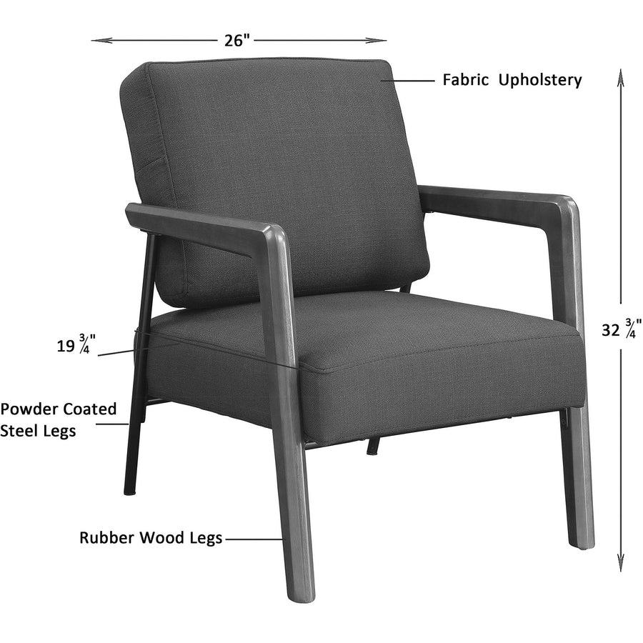 Lorell Upholstered Rubber Wood Lounge Chair - Black Fabric Seat - Fabric Back - Black - 1 Each