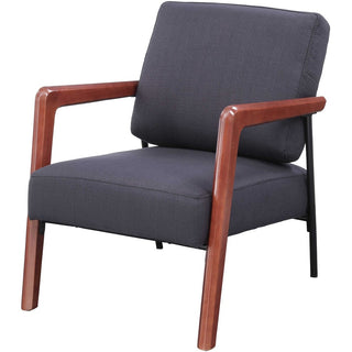 Lorell Upholstered Rubber Wood Lounge Chair - Black Fabric Seat - Fabric Back - Black - 1 Each