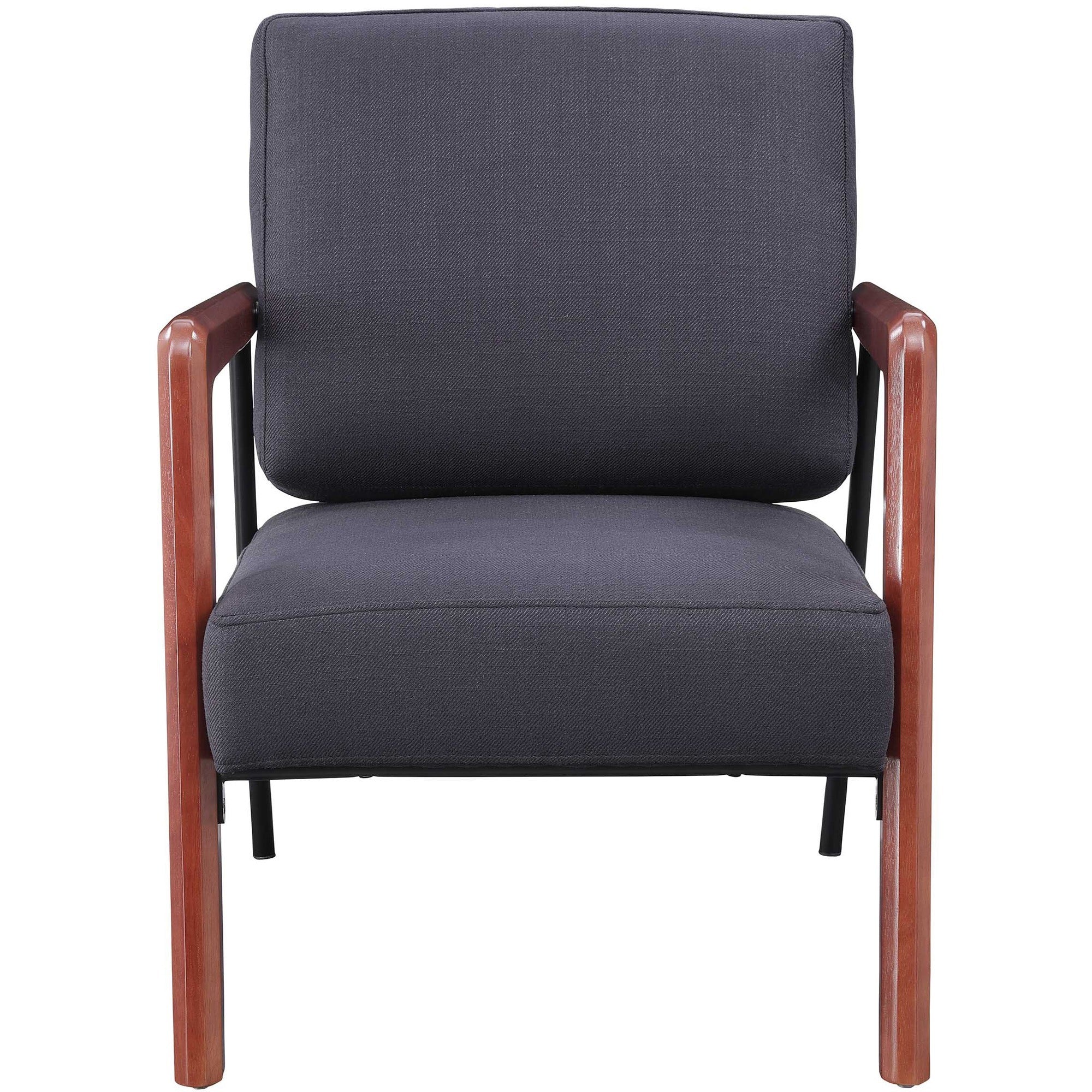 lorell-upholstered-rubber-wood-lounge-chair-black-fabric-seat-fabric-back-black-1-each_llr67000 - 2