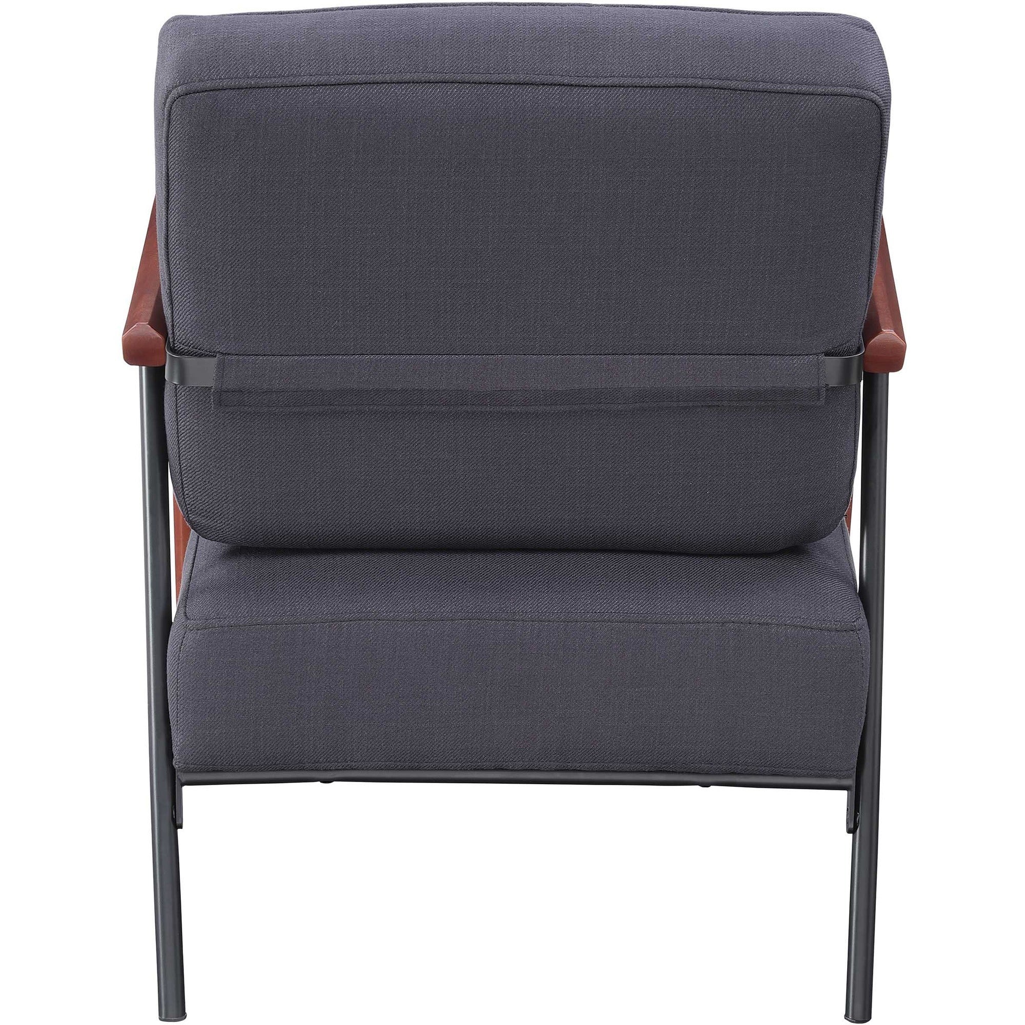 lorell-upholstered-rubber-wood-lounge-chair-black-fabric-seat-fabric-back-black-1-each_llr67000 - 4