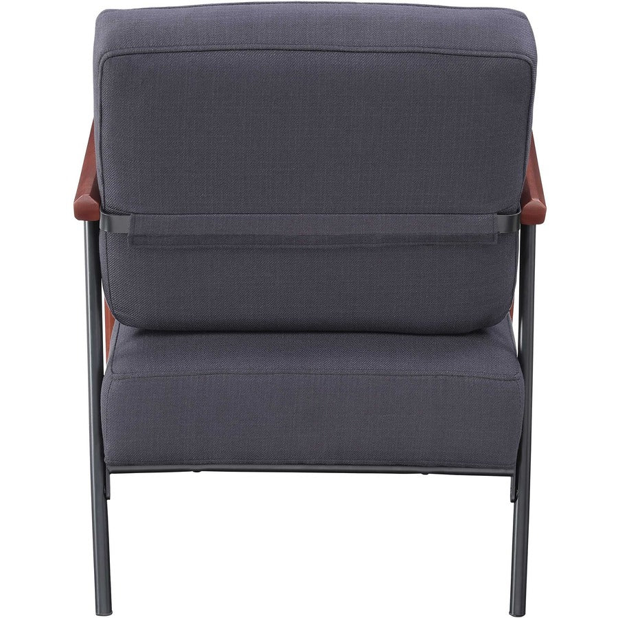 Lorell Upholstered Rubber Wood Lounge Chair - Black Fabric Seat - Fabric Back - Black - 1 Each