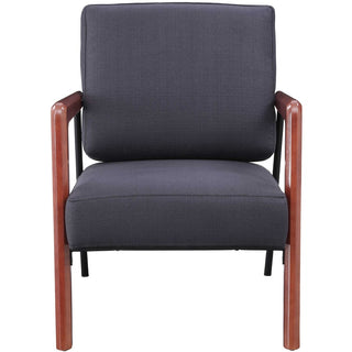 Lorell Upholstered Rubber Wood Lounge Chair - Black Fabric Seat - Fabric Back - Black - 1 Each