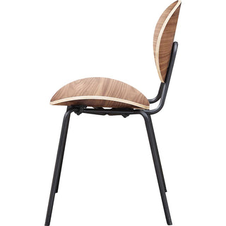 Lorell Bentwood Cafe Chairs - Plywood Seat - Plywood Back - Metal, Powder Coated Steel Frame - Walnut - 2 / Carton