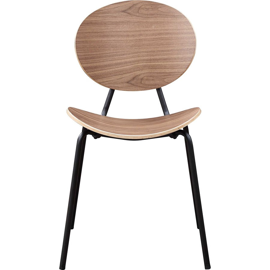 Lorell Bentwood Cafe Chairs - Plywood Seat - Plywood Back - Metal, Powder Coated Steel Frame - Walnut - 2 / Carton