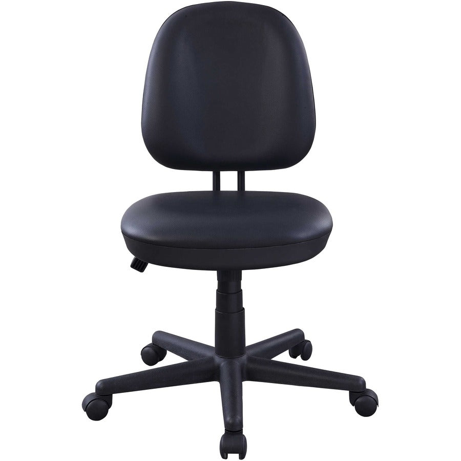 Lorell Vinyl Contoured Task Chair - Vinyl Seat - Vinyl Back - 5-star Base - Black - Plastic - 1 Each