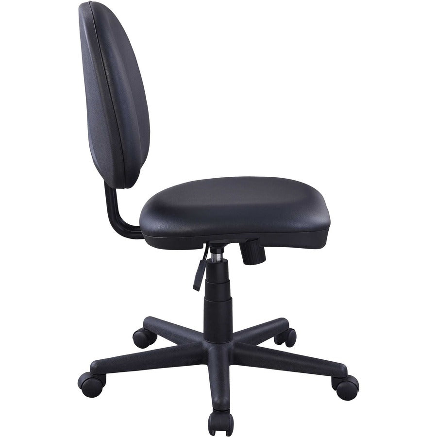 Lorell Vinyl Contoured Task Chair - Vinyl Seat - Vinyl Back - 5-star Base - Black - Plastic - 1 Each